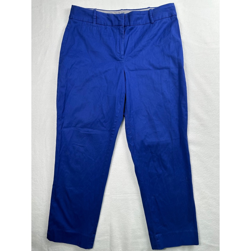Talbots Womens Blue Cotton Stretch Ankle Pants Size 6 Straight Leg Dress Slacks